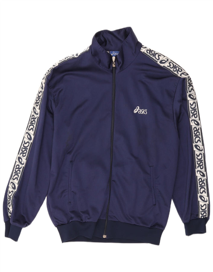 ASICS Mens Graphic Chándal Top Chaqueta Grande Azul Marino Poliamida
