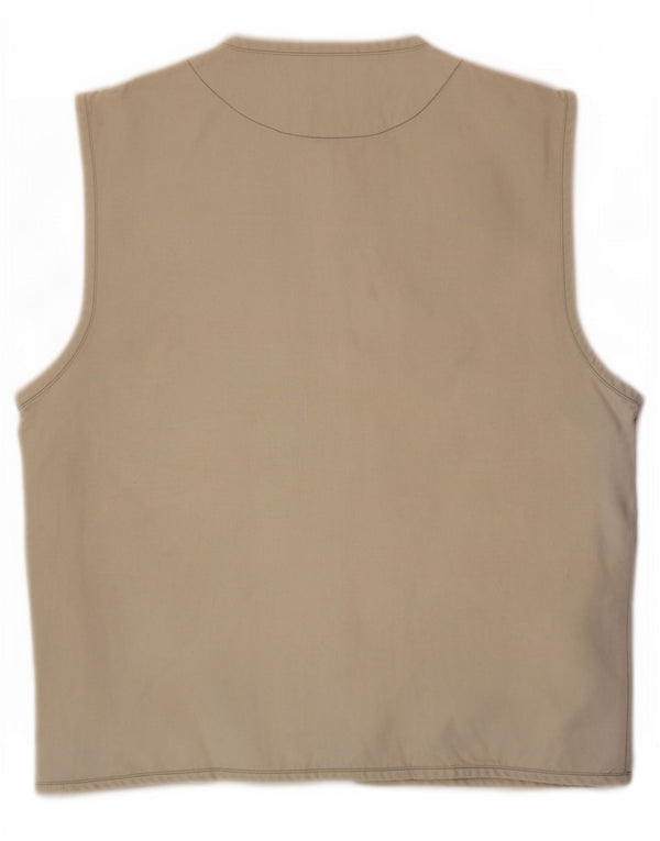 Vintage mujer utilidad Gilet Reino Unido 14 algodón beige medio