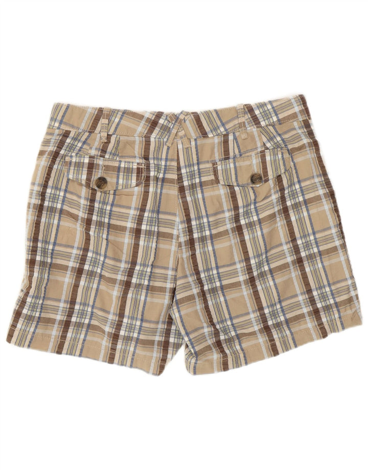 Lee - Pantalones cortos chinos para mujer US 12 grande W34 beige a cuadros de algodón