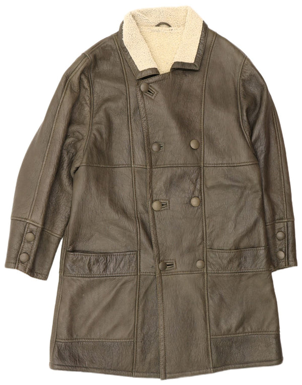 Loringhoven Abrigo de cuero con doble botonadura para hombre IT 52 XL Verde