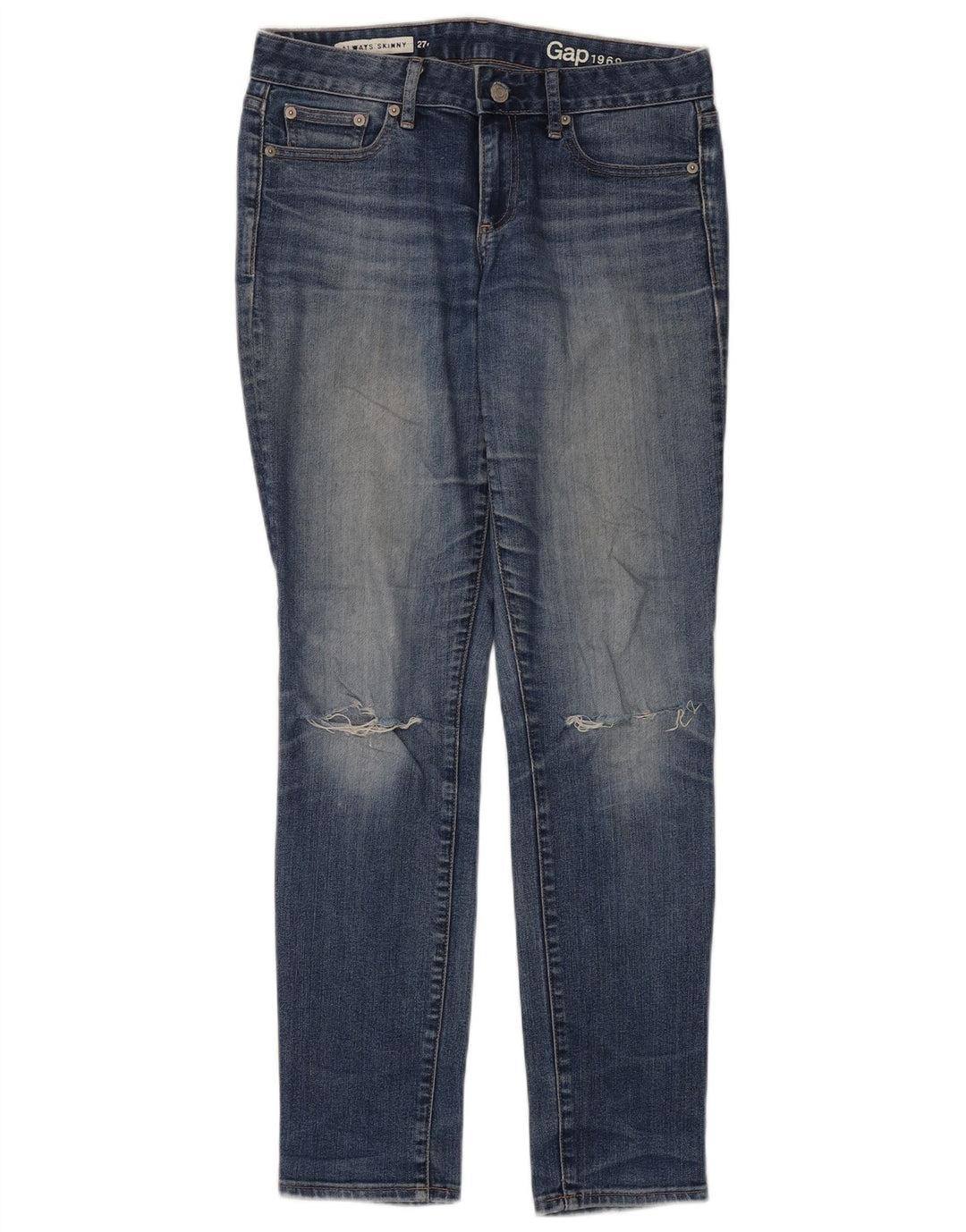 Gap Jeans Ajustados Regulares Desgastados para Mujer W27 L32 Algodón Azul