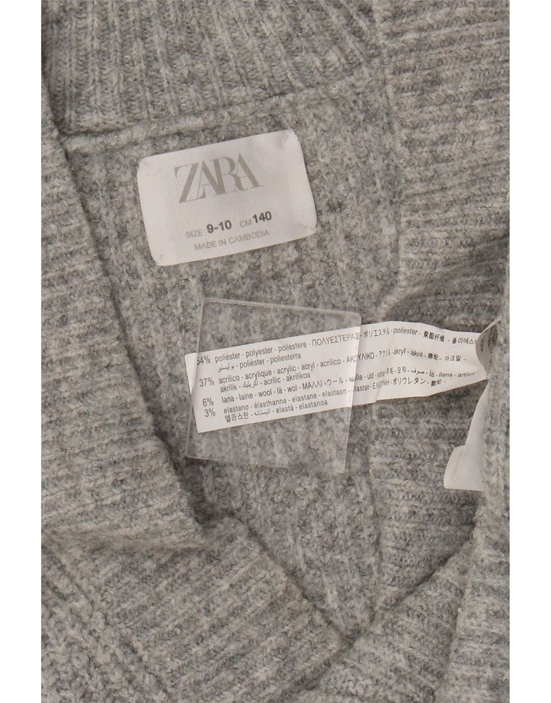 Zara Jersey Niña Cárdigan 9-10 Años Gris Poliéster