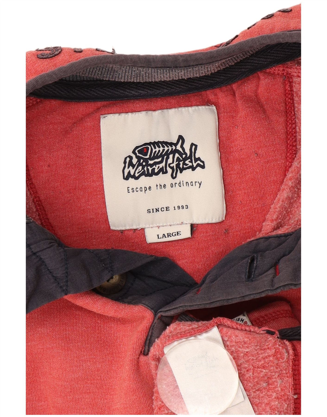 Weird Fish Sudadera con Cuello y Cremallera para Hombre Jersey Grande de algodón Rojo