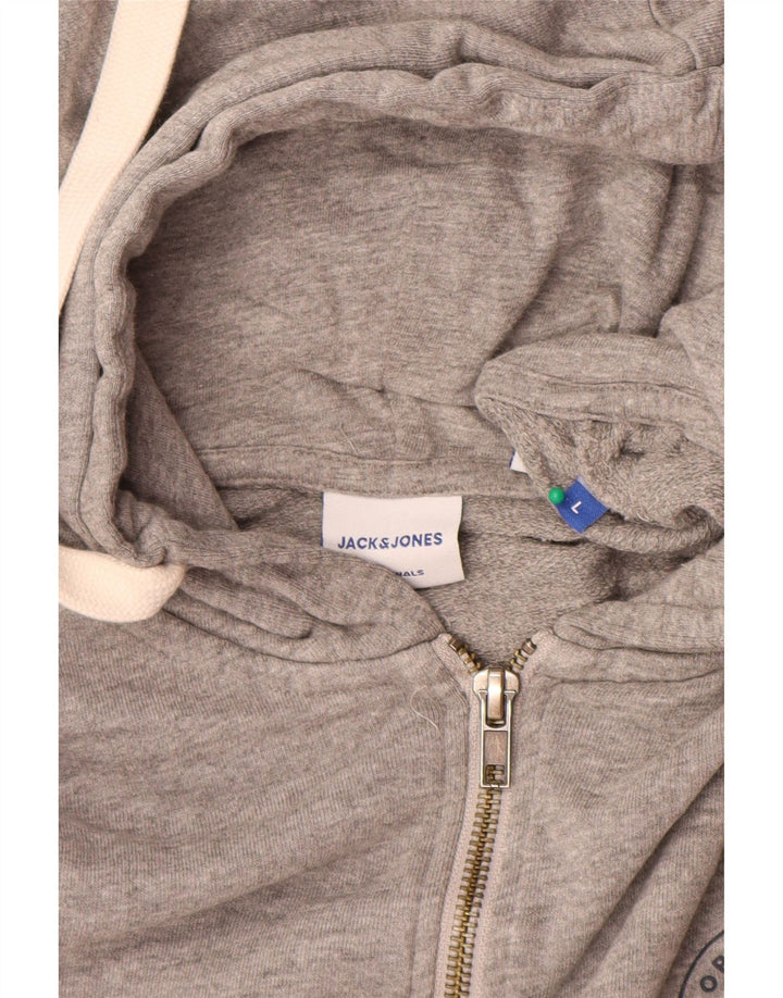 Jack & Jones - Sudadera con capucha y cremallera para hombre, talla grande, algodón gris