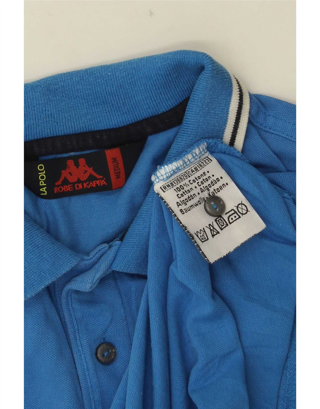 Polo Kappa Hombre Algodón Azul Medio
