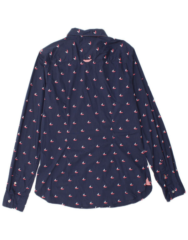 Tommy Hilfiger Camisa ajustada para mujer US 8 Mediana Azul marino Algodón geométrico