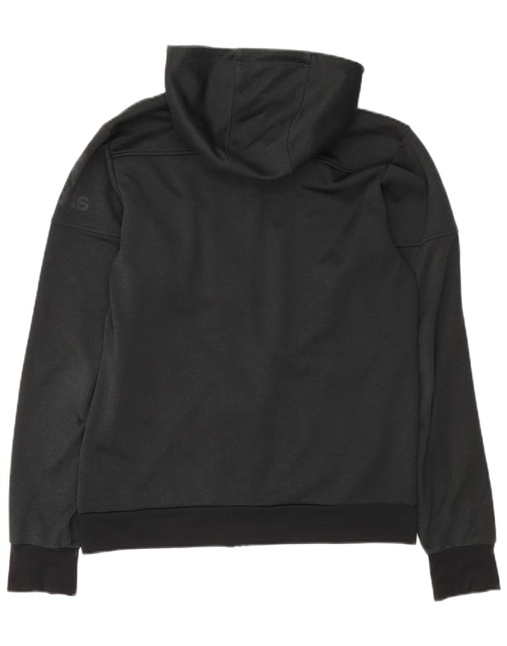Adidas Hombre Zip Sudadera Con Capucha Suéter Mediano Negro Poliéster