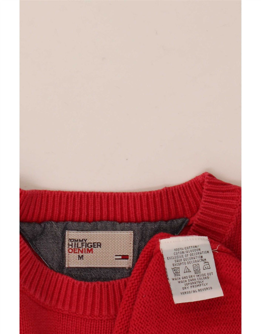 Tommy Hilfiger Jersey de cuello redondo para hombre de algodón rojo medio