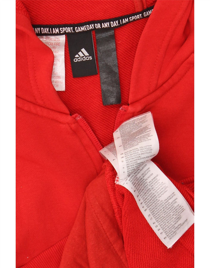 Adidas Hombre Graphic Zip Sudadera Con Capucha Suéter Medio Rojo Algodón
