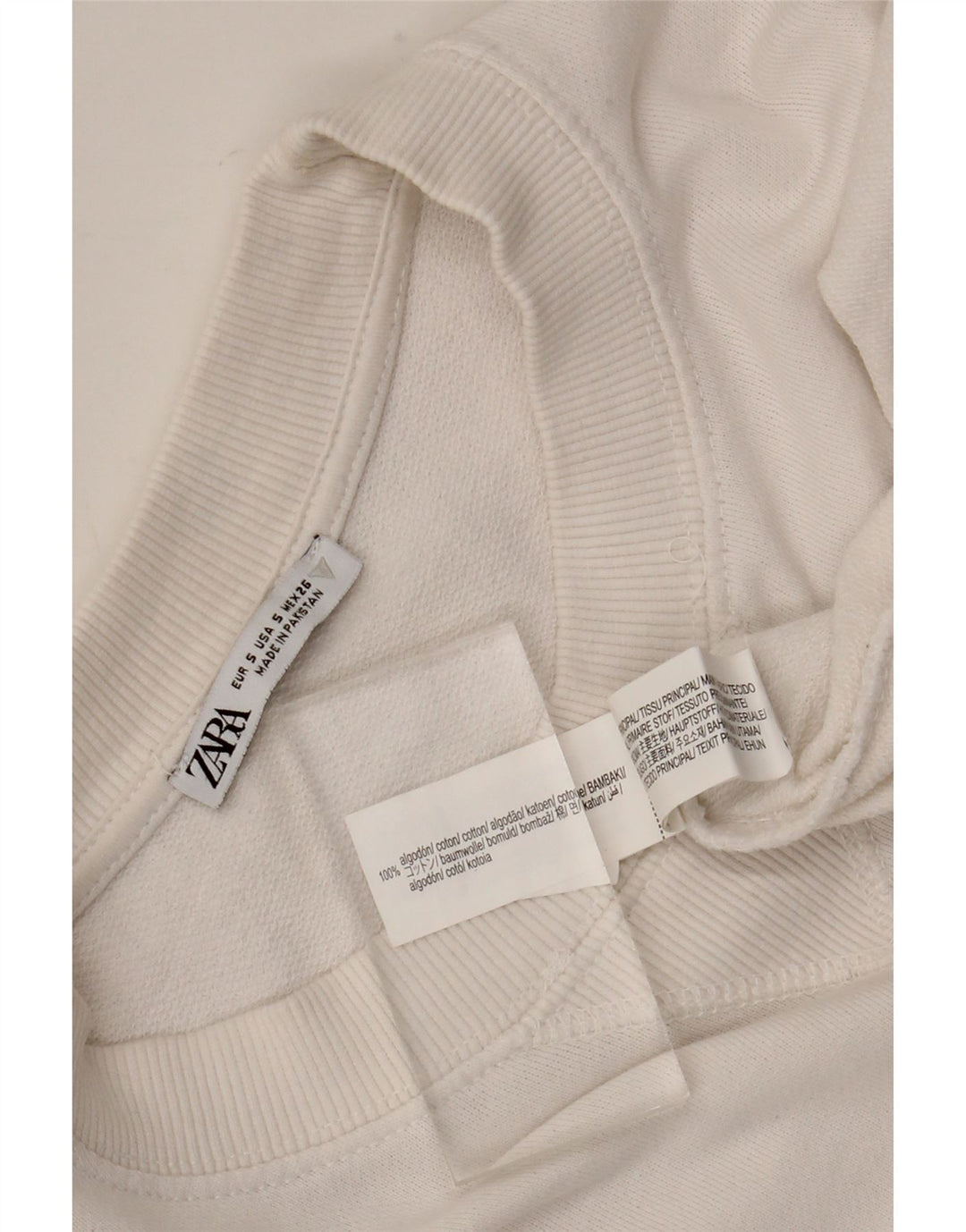 Zara Mujer Sudadera De Gran Tamaño Jersey UK 10 Small White Cotton