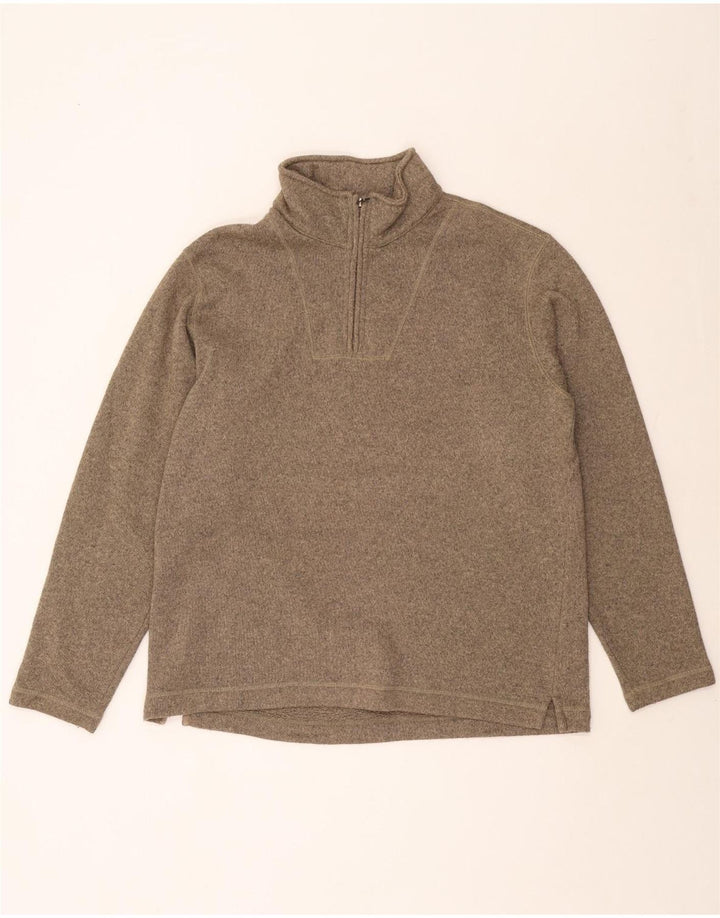 EDDIE BAUER Sudadera con cuello y cremallera para hombre Jersey grande Marrón Poliéster