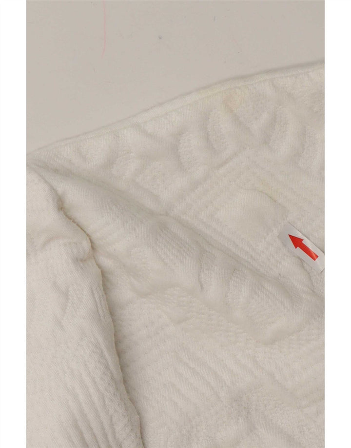 Zara Mujer Relaxed Fit Sudadera Jumper UK 40 Medium Blanco Geométrico