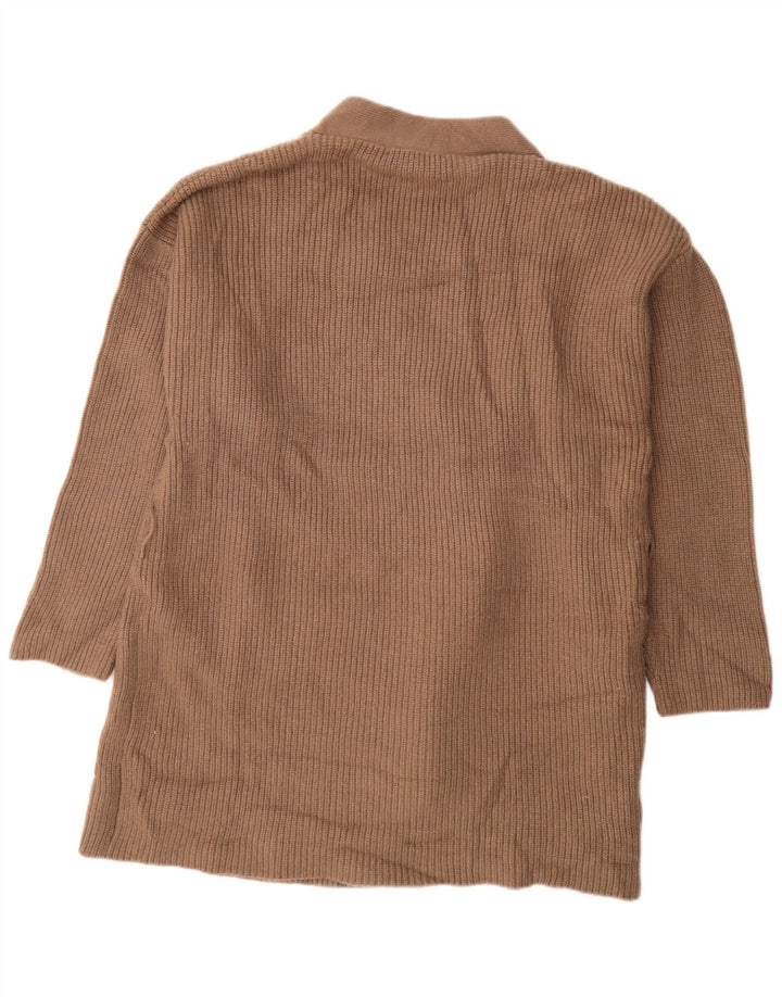 ZARA Mujer Suéter Cárdigan Abierto Largo Extragrande UK 44 Marrón Medio