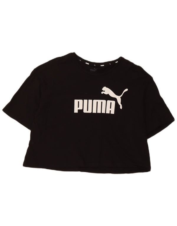 Puma Mujer Crop Graphic Camiseta Top UK 40 Grande Algodón Negro