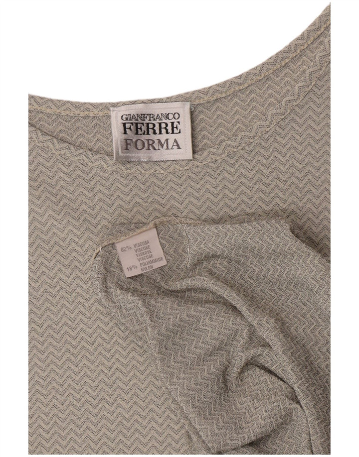 Gianfranco Ferre Blusa para Mujer Top UK 46 Grande Gris Chevron Viscosa