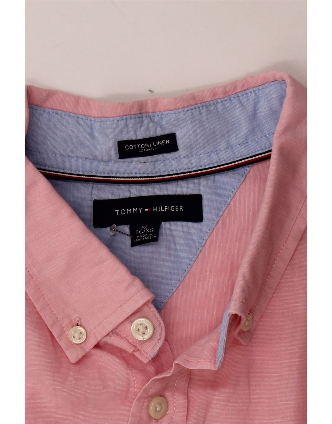 TOMMY HILFIGER Camisa Hombre XL Rosa Algodón