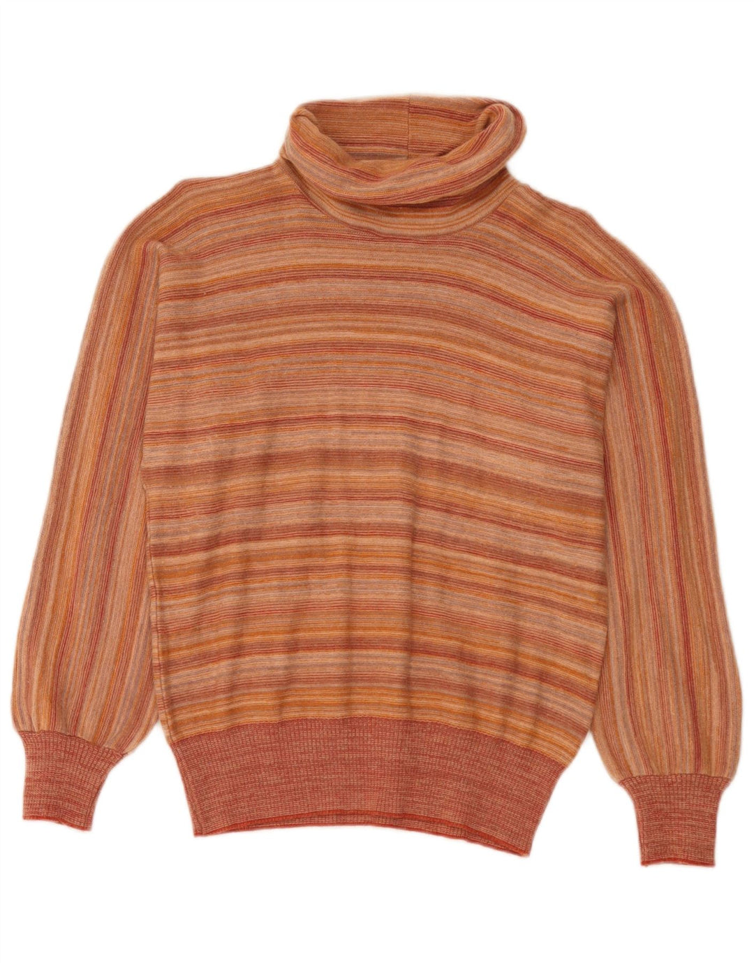 Vintage mujer rollo cuello jersey suéter IT 44 medio naranja rayas