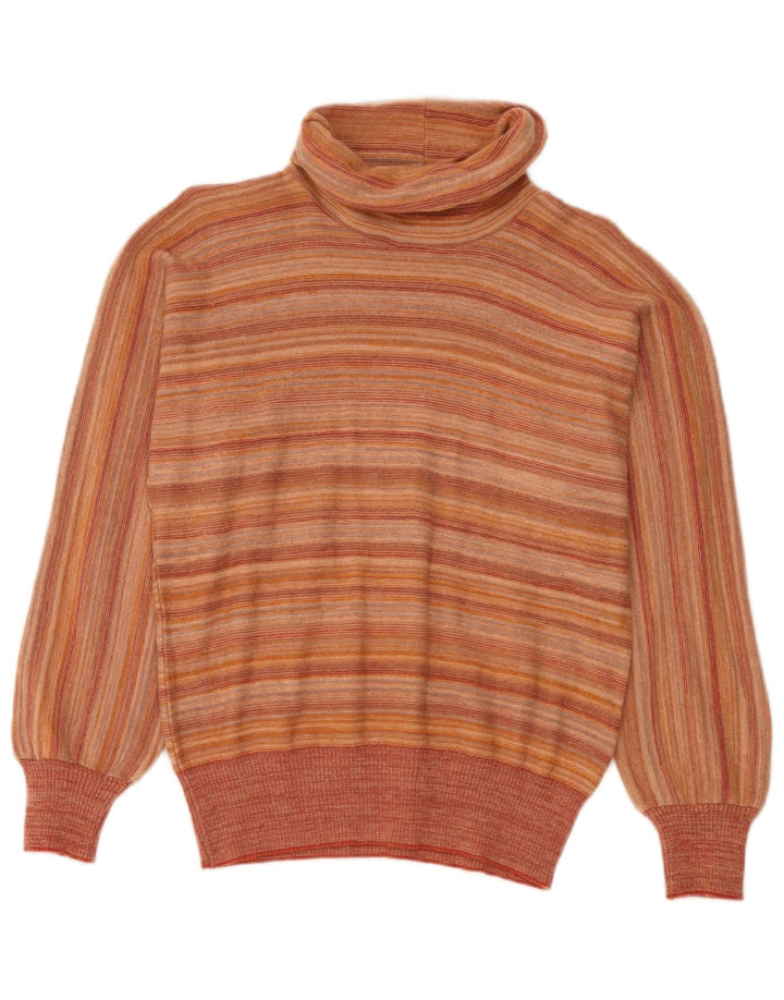 Vintage mujer rollo cuello jersey suéter IT 44 medio naranja rayas