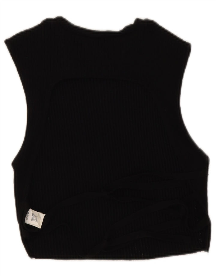 Zara Top corto sin mangas para mujer UK 42 Algodón negro mediano