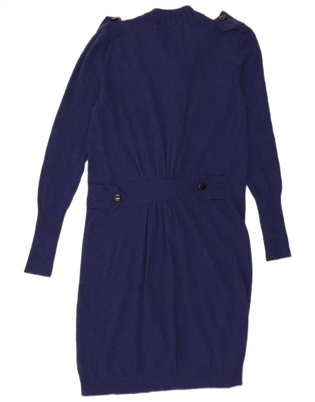 Vintage mujer longline cardigan suéter IT 44 lana azul marino medio