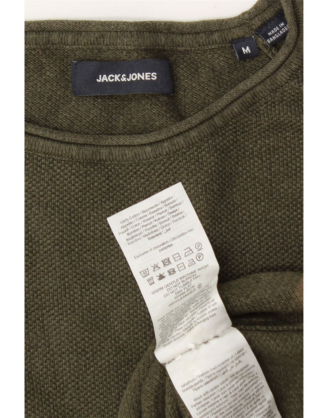 Jack & Jones Hombre Jersey De Cuello Redondo Jersey De Algodón Verde Medio