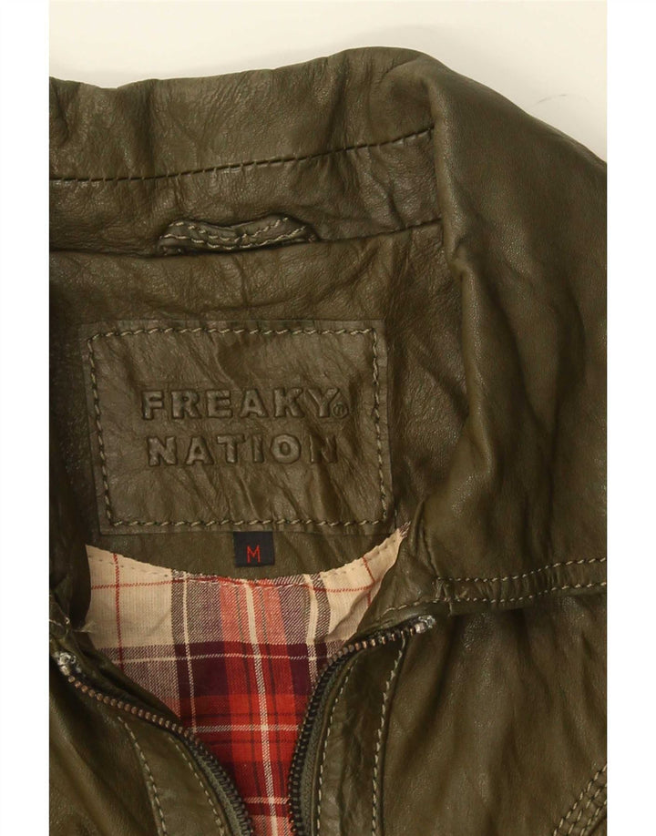 Freaky Nation Chaqueta de cuero para mujer UK 12 Verde medio