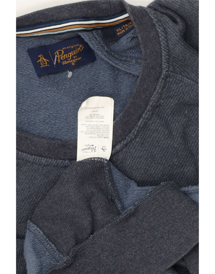 Penguin Hombre Sudadera Gráfica Jumper XL Azul Marino Algodón