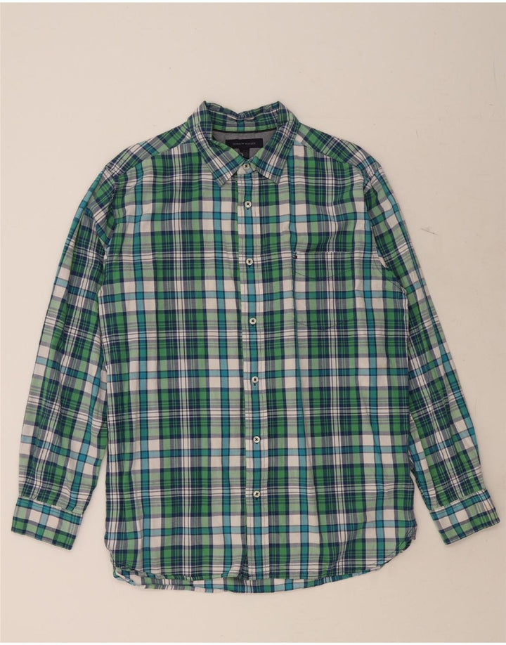 TOMMY HILFIGER Mens Flannel Shirt Large Green Check Cotton Vintage Tommy Hilfiger and Second-Hand Tommy Hilfiger from Messina Hembry 