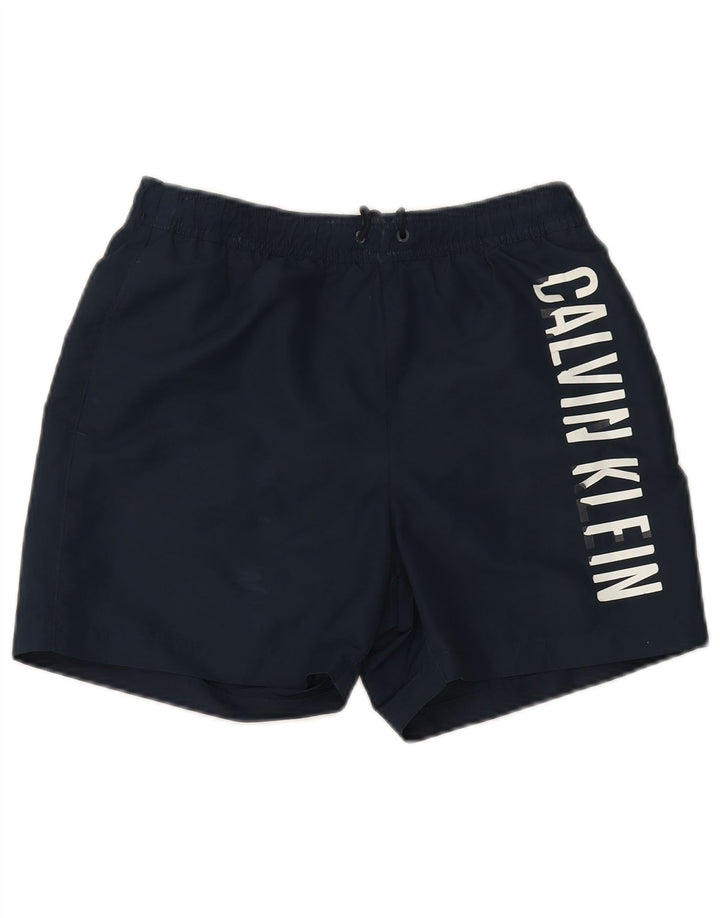 Calvin Klein Bañador con gráfico para Hombre, Talla pequeña, Azul Marino