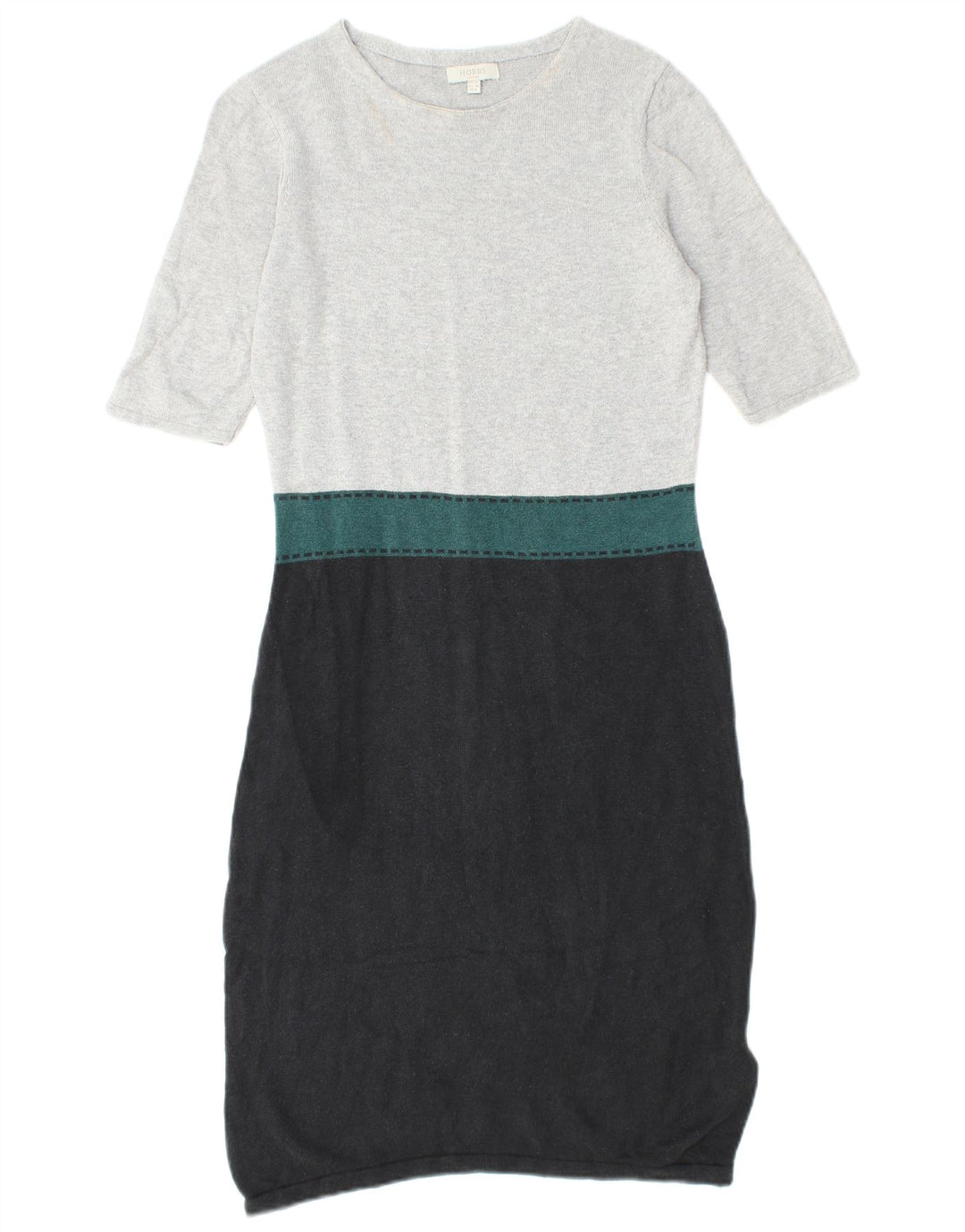 HOBBS Vestido tipo jersey de manga corta para mujer UK 40 Small Grey Colourblock Silk