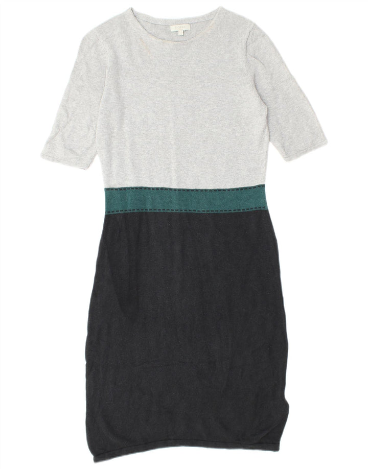 HOBBS Vestido tipo jersey de manga corta para mujer UK 40 Small Grey Colourblock Silk