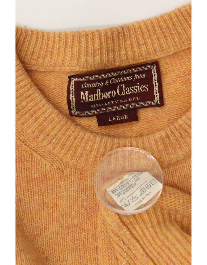 Marlboro Classics - Jersey de cuello redondo para hombre, talla grande, lana naranja