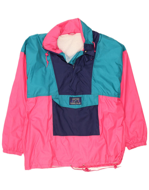 Vintage hombres Anorak chaqueta Reino Unido 40 grande rosa colorblock poliamida