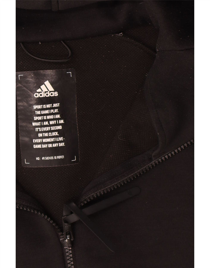 Adidas - Sudadera con capucha y cremallera para hombre, tamaño grande, poliéster negro