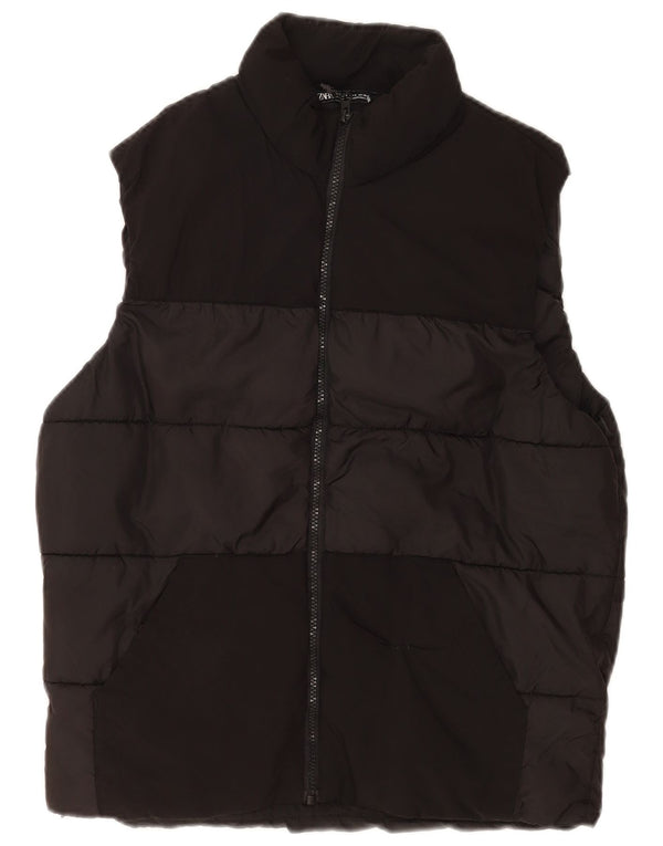 Zara Mens Chaleco Acolchado UK 36 Pequeño Poliéster Negro