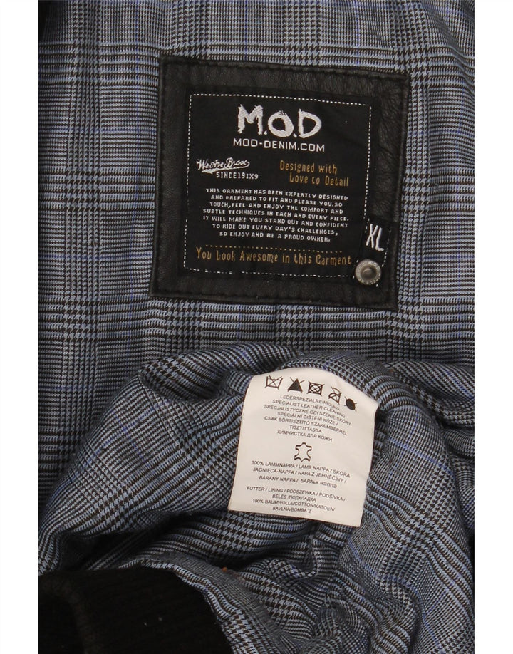Chaqueta de cuero vintage para hombre Reino Unido 42 XL cuero negro