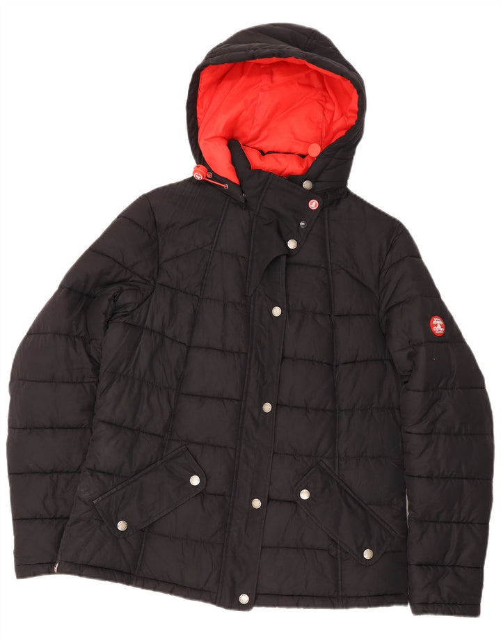 Barbour Chaqueta Acolchada Con Capucha Para Mujer UK 12 Medium Negro