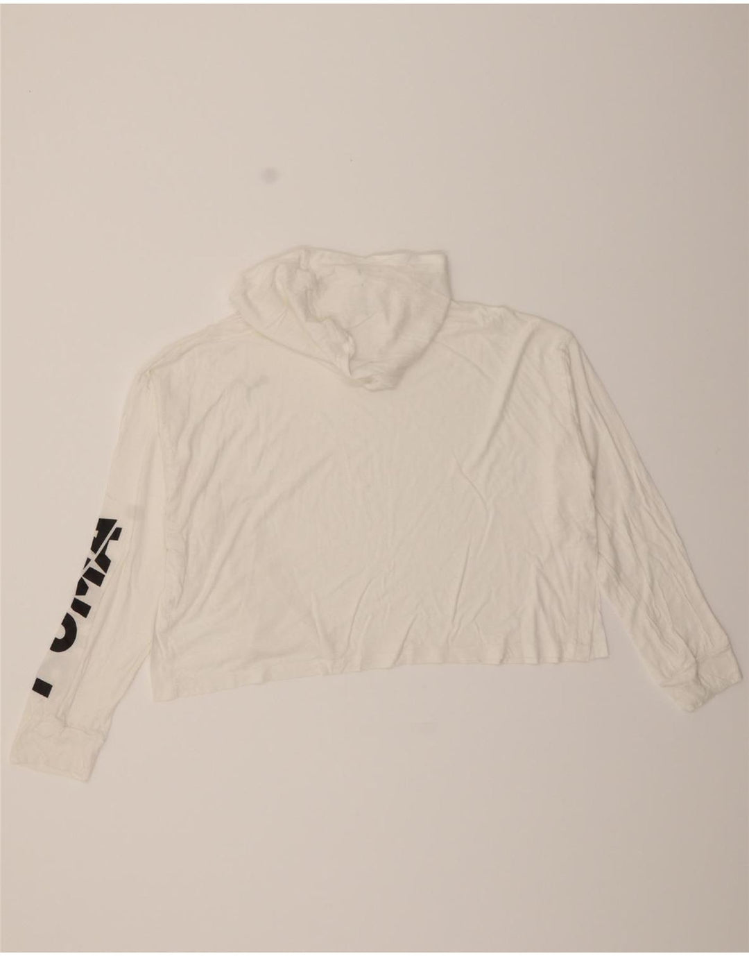 PUMA Womens Graphic Hoodie Jumper UK 14 Medium White Vintage Puma and Second-Hand Puma from Messina Hembry 