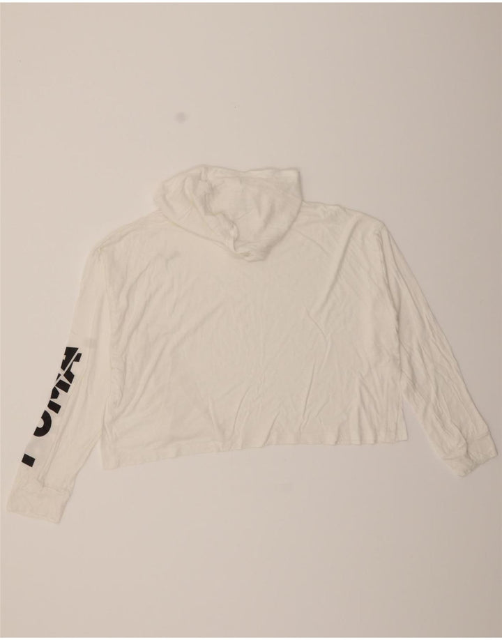 PUMA Womens Graphic Hoodie Jumper UK 14 Medium White Vintage Puma and Second-Hand Puma from Messina Hembry 