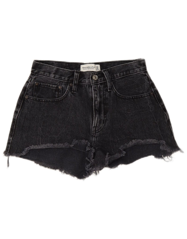 Abercrombie & Fitch Pantalones cortos vaqueros curvos de talle medio para mujer US 00 2XS W24 Negro