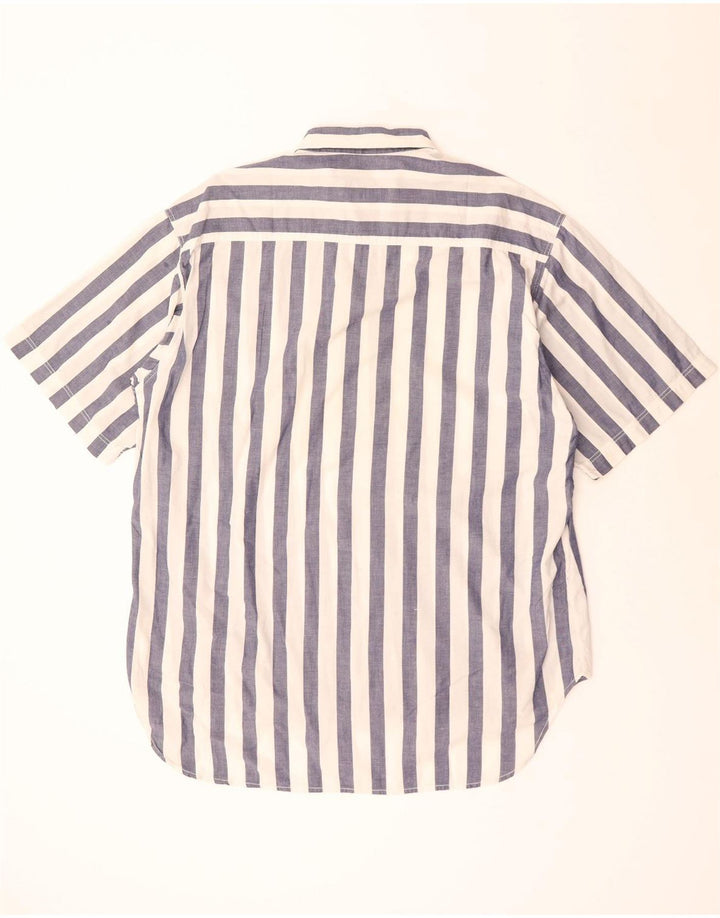 BENETTON Camisa de manga corta para hombre grande azul marino a rayas