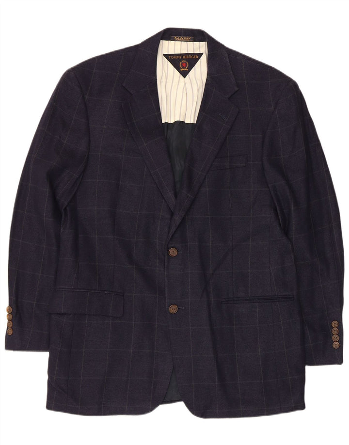 Tommy Hilfiger Chaqueta tipo blazer de 2 botones para hombre UK 39 Medium Navy Blue Check