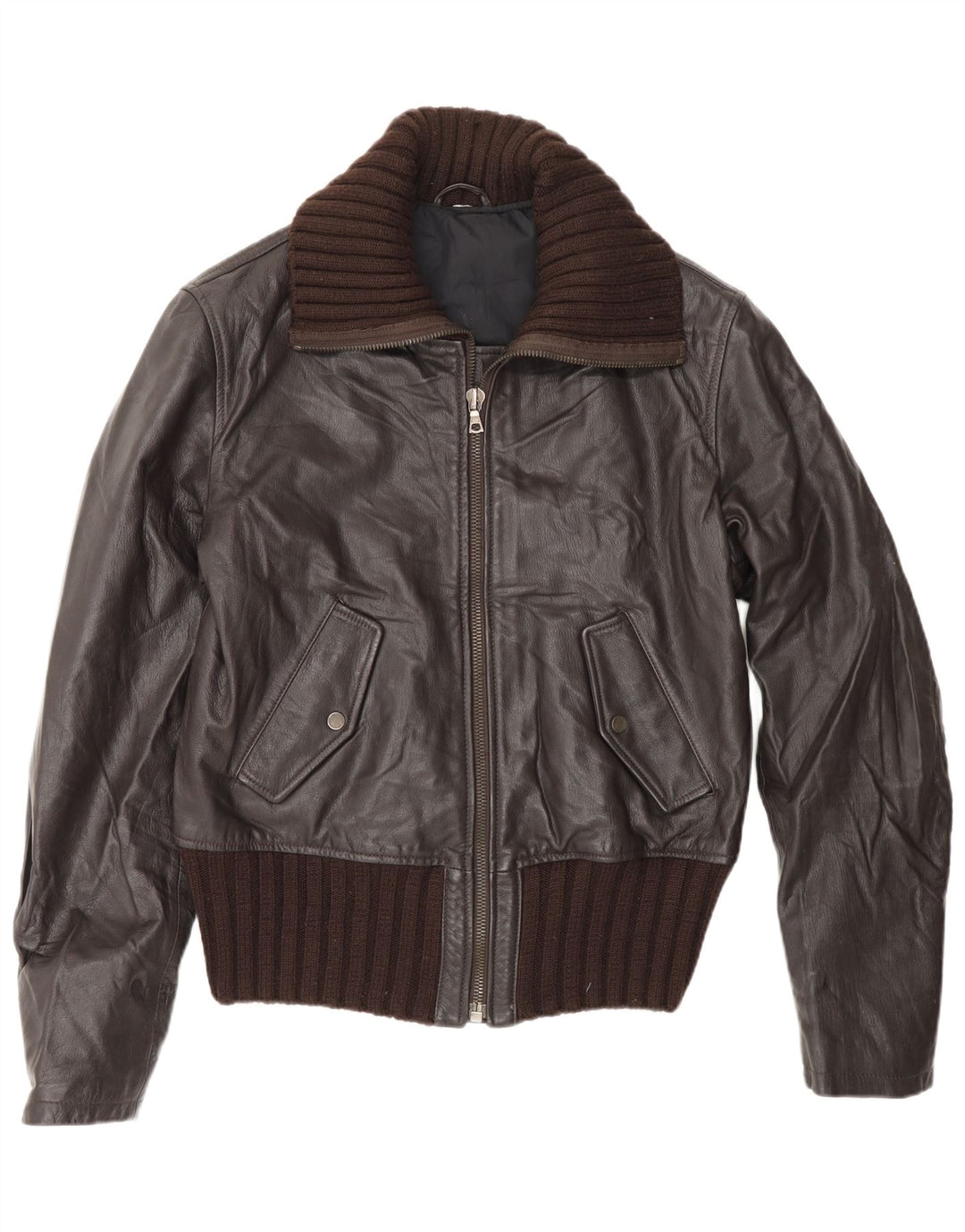 Gazzarrini Chaqueta bomber de cuero para hombre IT 50Large Cuero negro