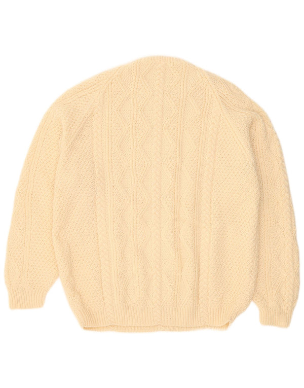 Vintage hombres cuello redondo jersey suéter 2XL Beige