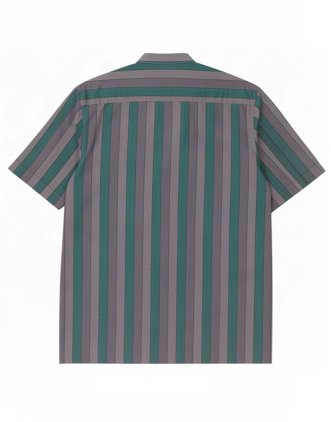 Camisa vintage de manga corta para hombre a rayas verdes medianas
