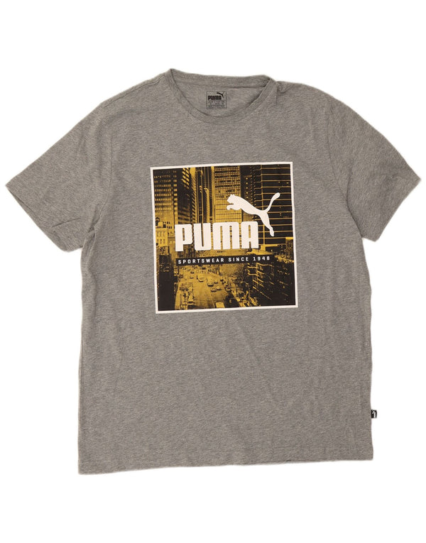 Puma Camiseta gráfica para hombre Top XL Algodón moteado gris