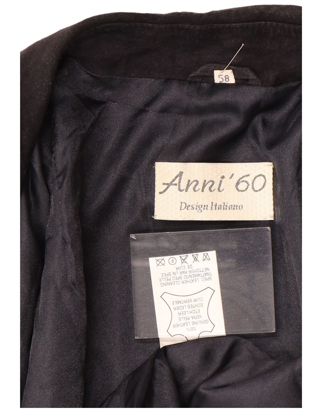 Vintage hombres ante bomber chaqueta IT 58 4XL cuero azul marino