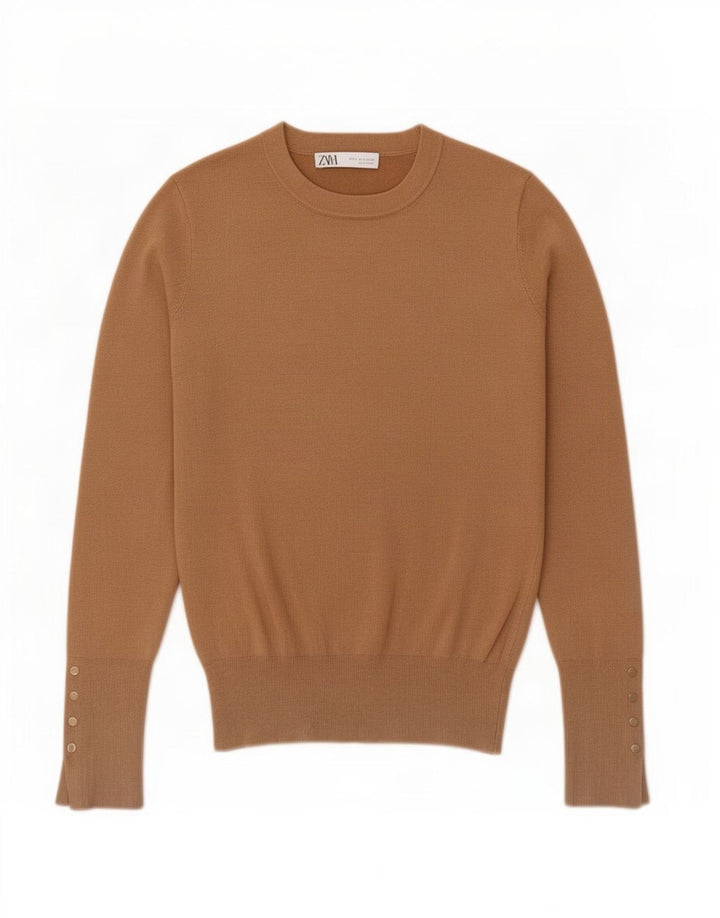 Zara Mujer Regular Fit Jersey Jersey UK 8 Small Marrón