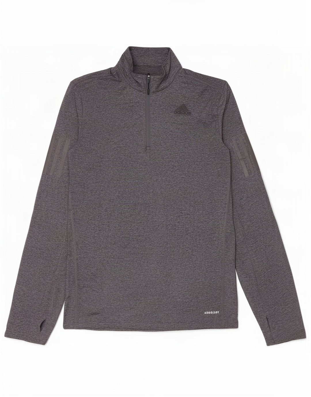 Adidas Hombre Aeroready Zip Neck Top Manga Larga Pequeño Gris Moteado Poliéster