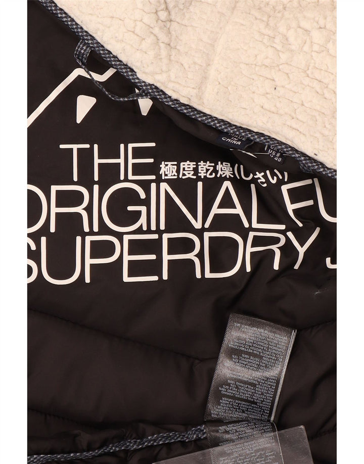 SUPERDRY Abrigo acolchado con capucha para mujer UK 40 Mediano Azul marino Poliéster